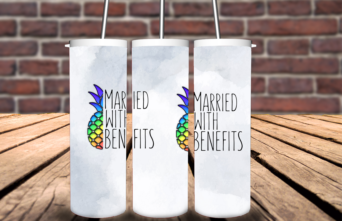 married with benefits grey tumbler