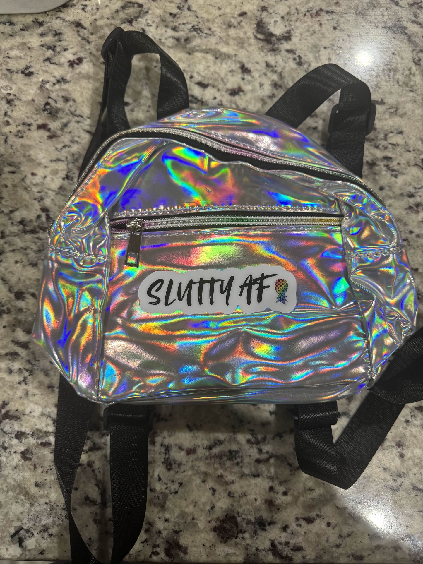 SLUTTY AF HOLOGRAPHIC BACKPACK