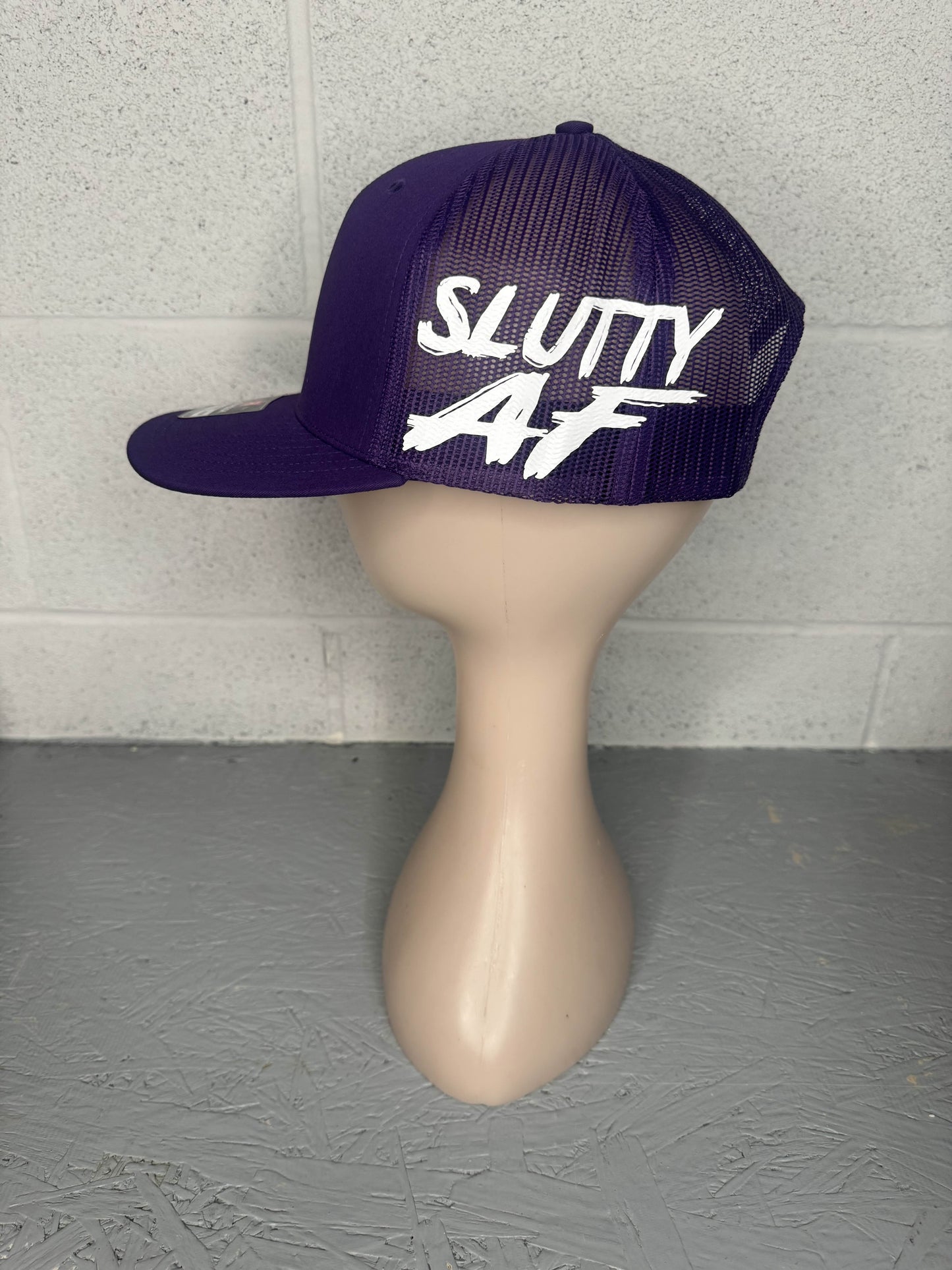 SLUTTY AF hat Purple and white