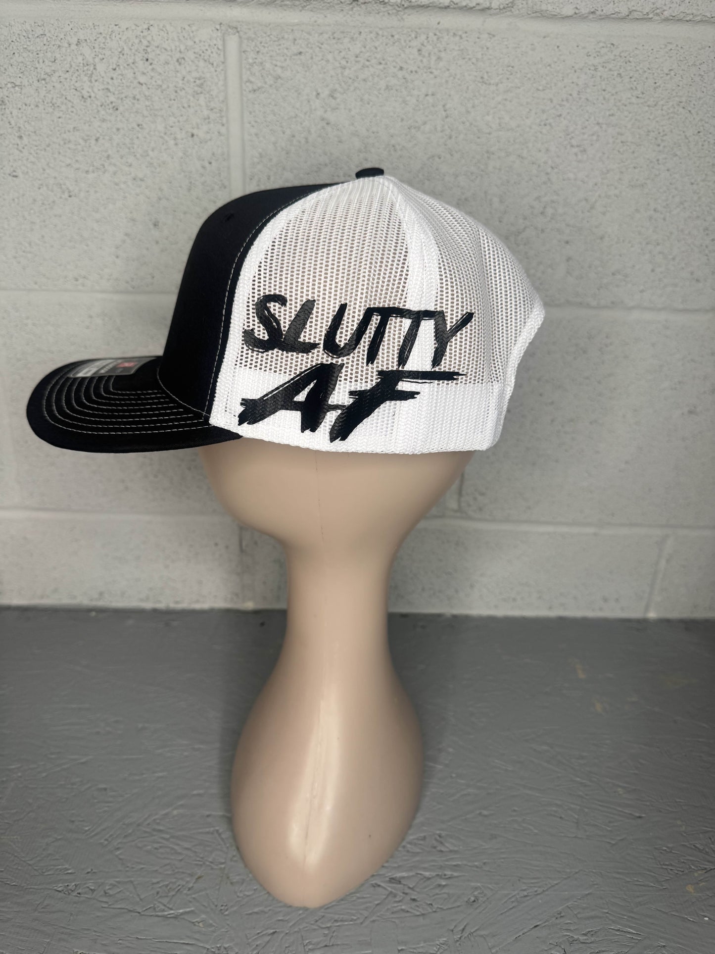 SLUTTY AF hat Black and white