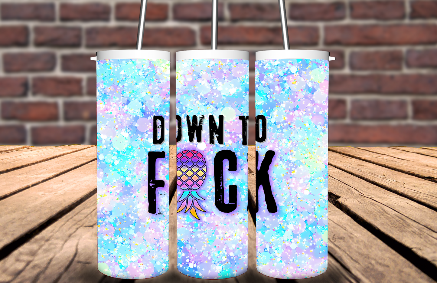blue and purple glitter DTF tumbler