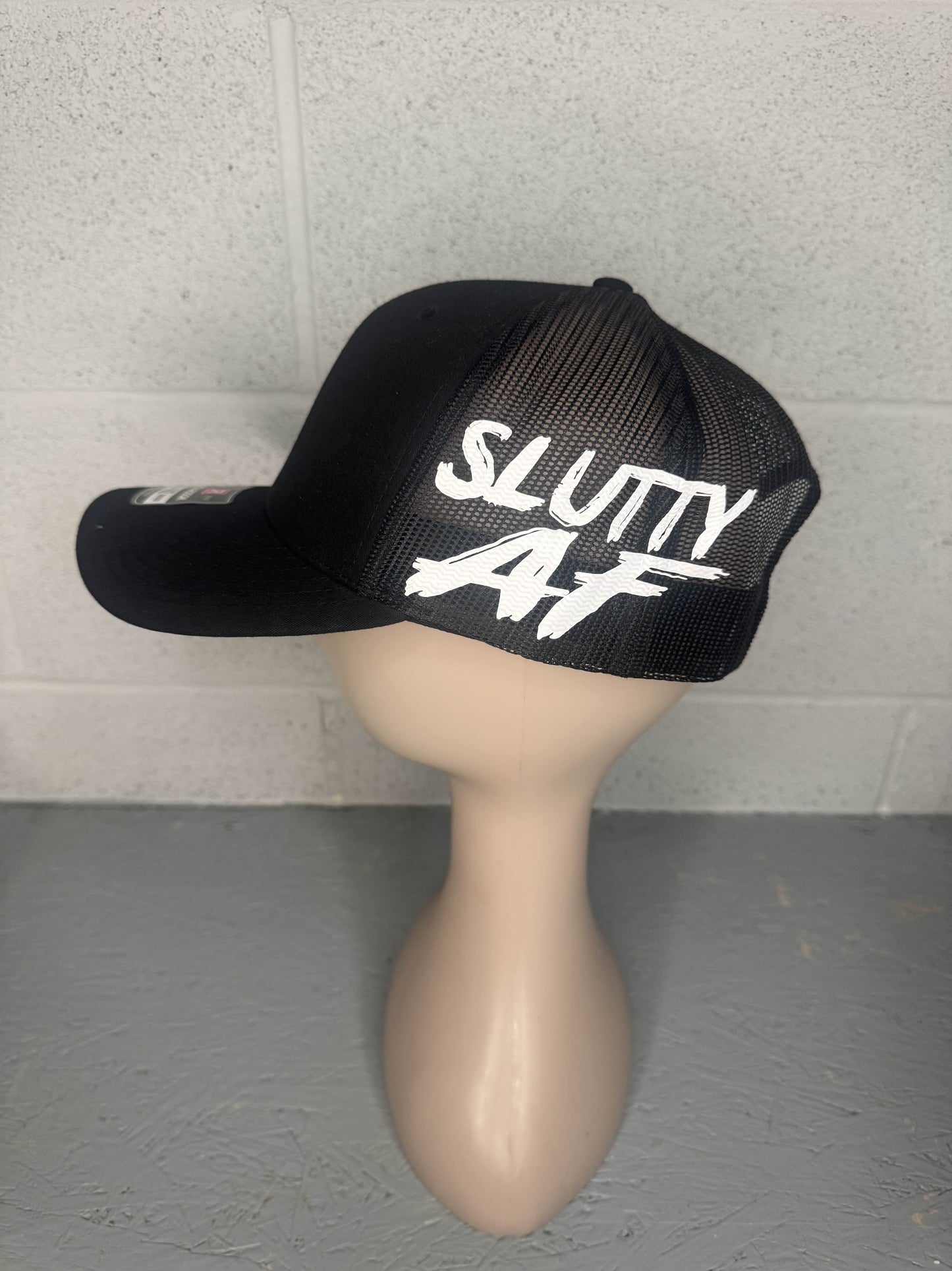 SLUTTY AF hat Black on black