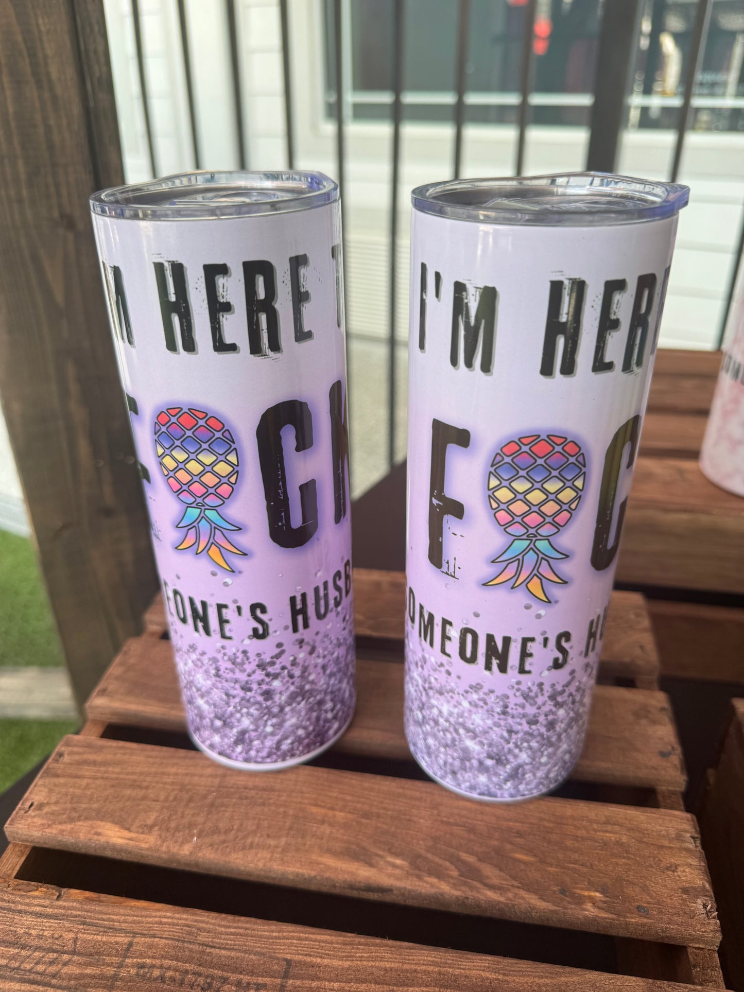 Purple glitter HTF husband tumbler