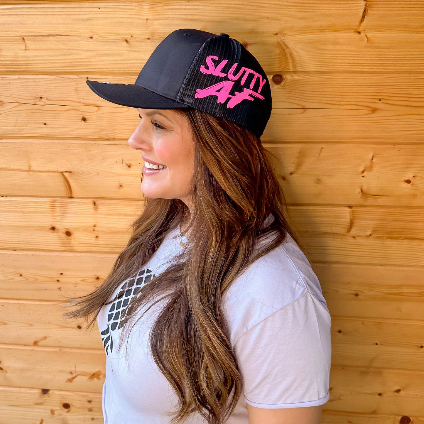 SLUTTY AF hat hot pink
